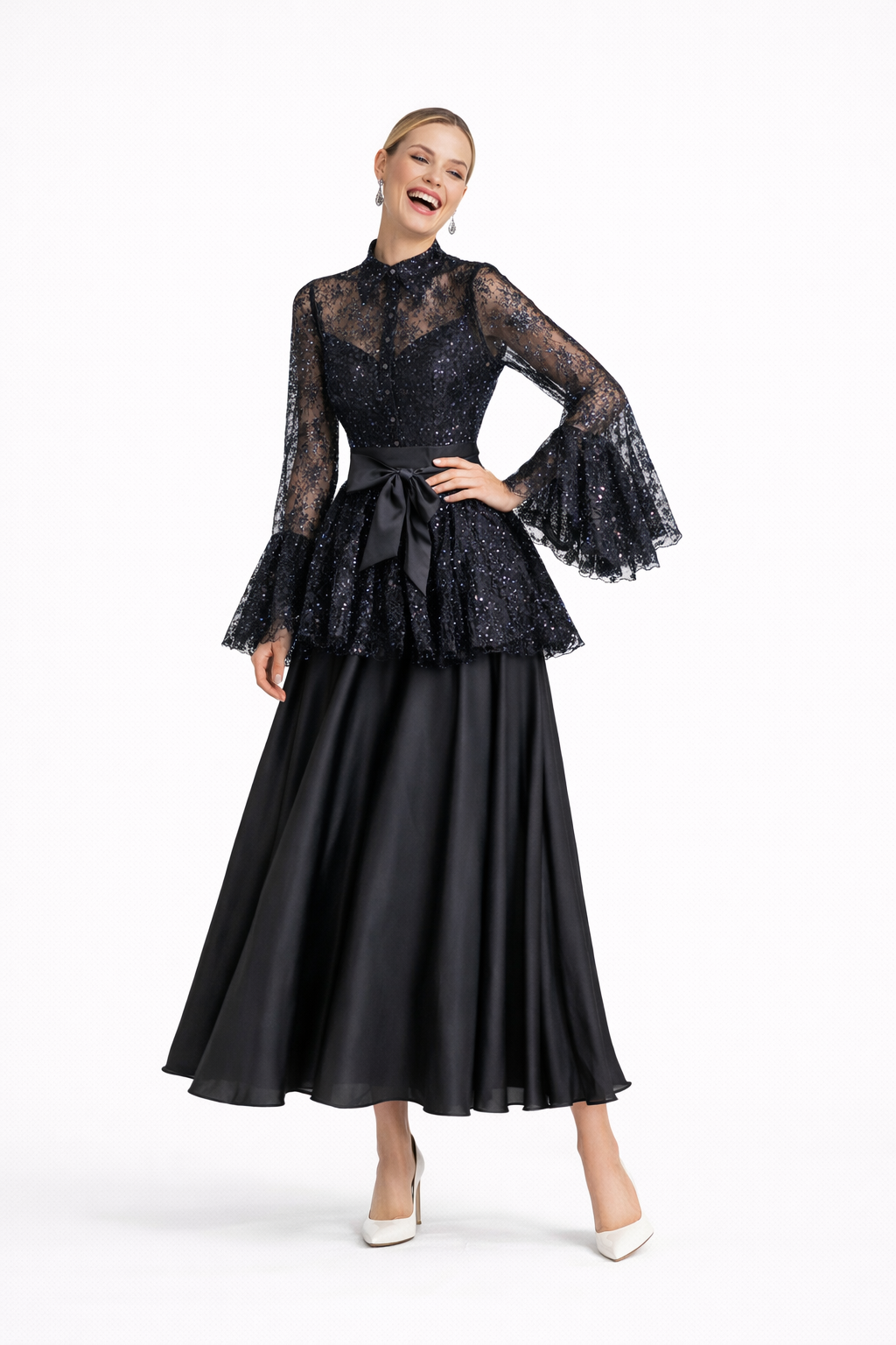 Elegant Lace Ankle-Length Formal Dress