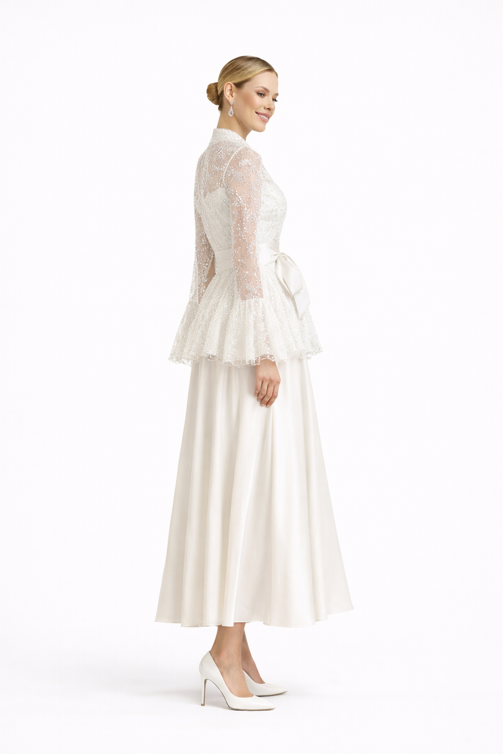 Elegant Lace Ankle-Length Formal Dress