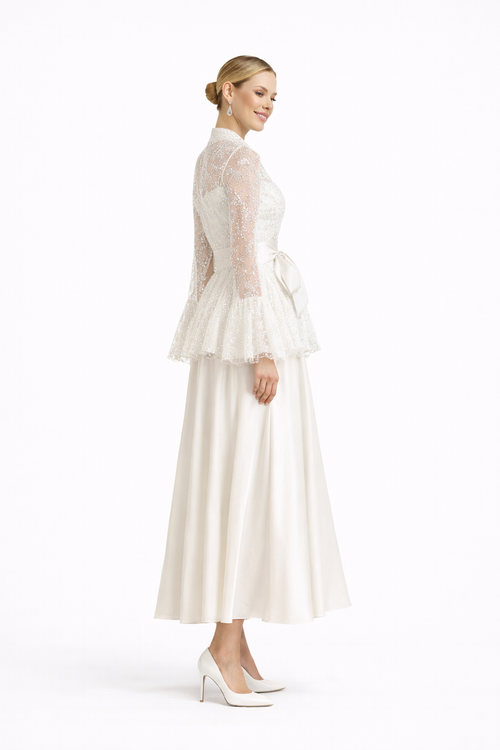 Elegant Lace Ankle-Length Formal Dress
