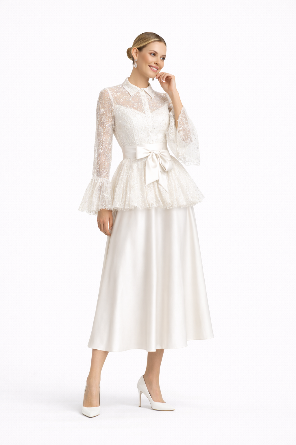 Elegant Lace Ankle-Length Formal Dress