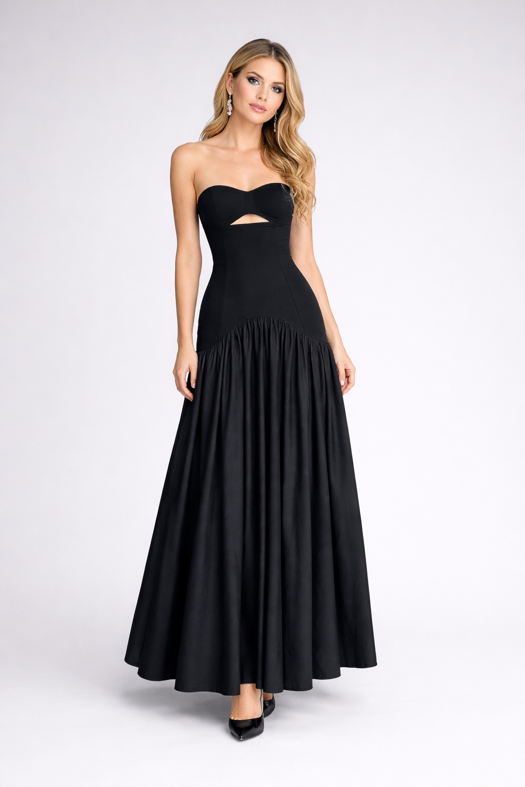 Elegant Strapless Backless Evening Gown