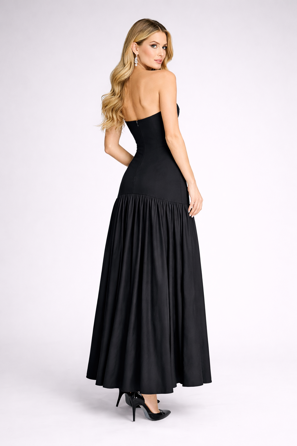 Elegant Strapless Backless Evening Gown